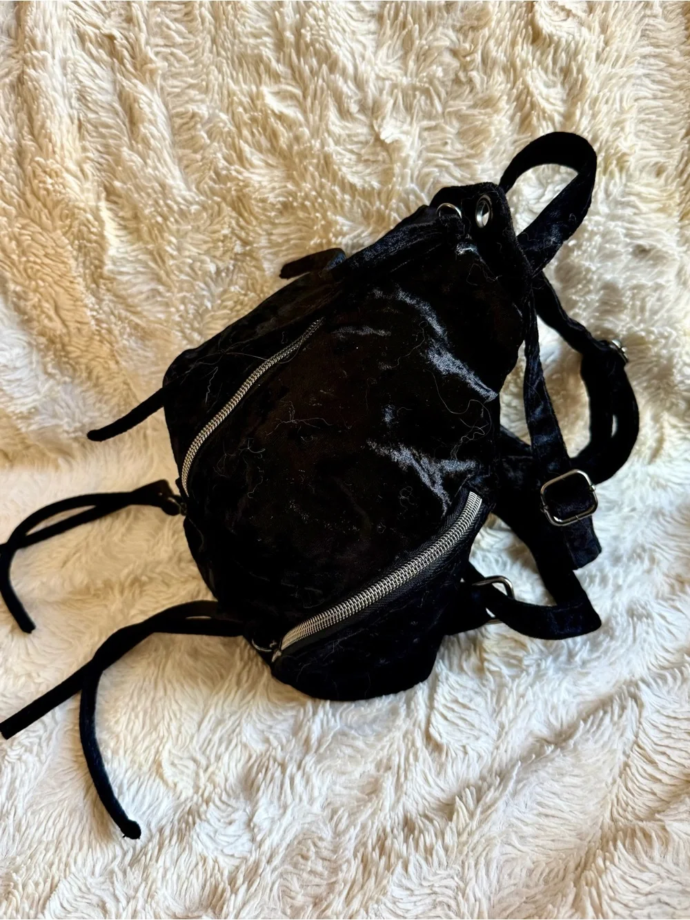 Velvet Mini Crushed Velvet Backpack - Blackpack --Like New!